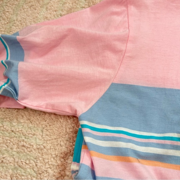 Vintage Par Four Cotton Pink Striped Men's Polo ShirtSize Small - Picture 8 of 16